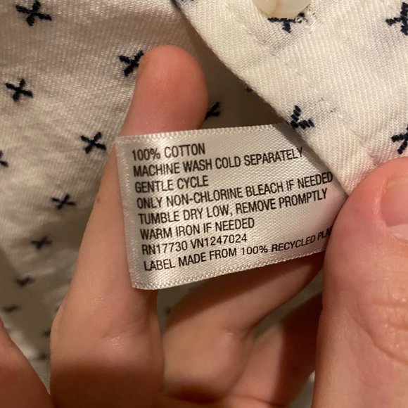 Goodfellow SS Button-Down White w/ Black X Pattern - Picture 4 of 5